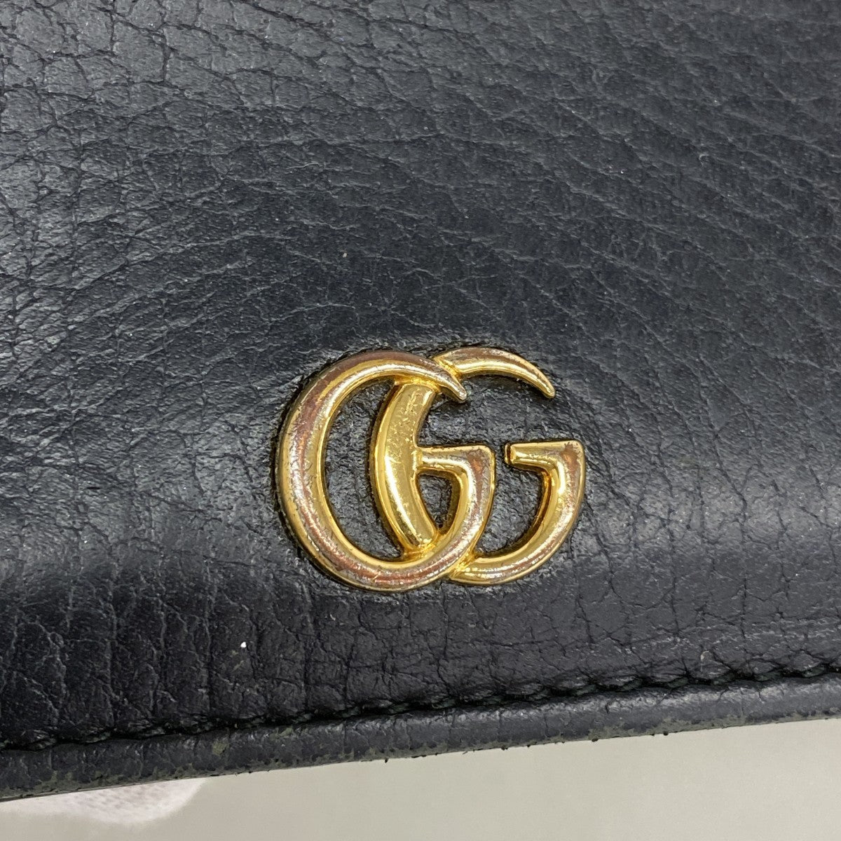 【6gc3381-k】グッチ 財布 GGマーモント 456126 レザー ブラック ゴールド金具【中古】レディース