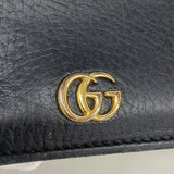 【6gc3381-k】グッチ 財布 GGマーモント 456126 レザー ブラック ゴールド金具【中古】レディース