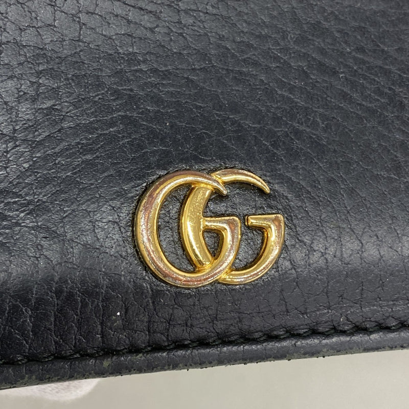 【6gc3381-k】グッチ 財布 GGマーモント 456126 レザー ブラック ゴールド金具【中古】レディース