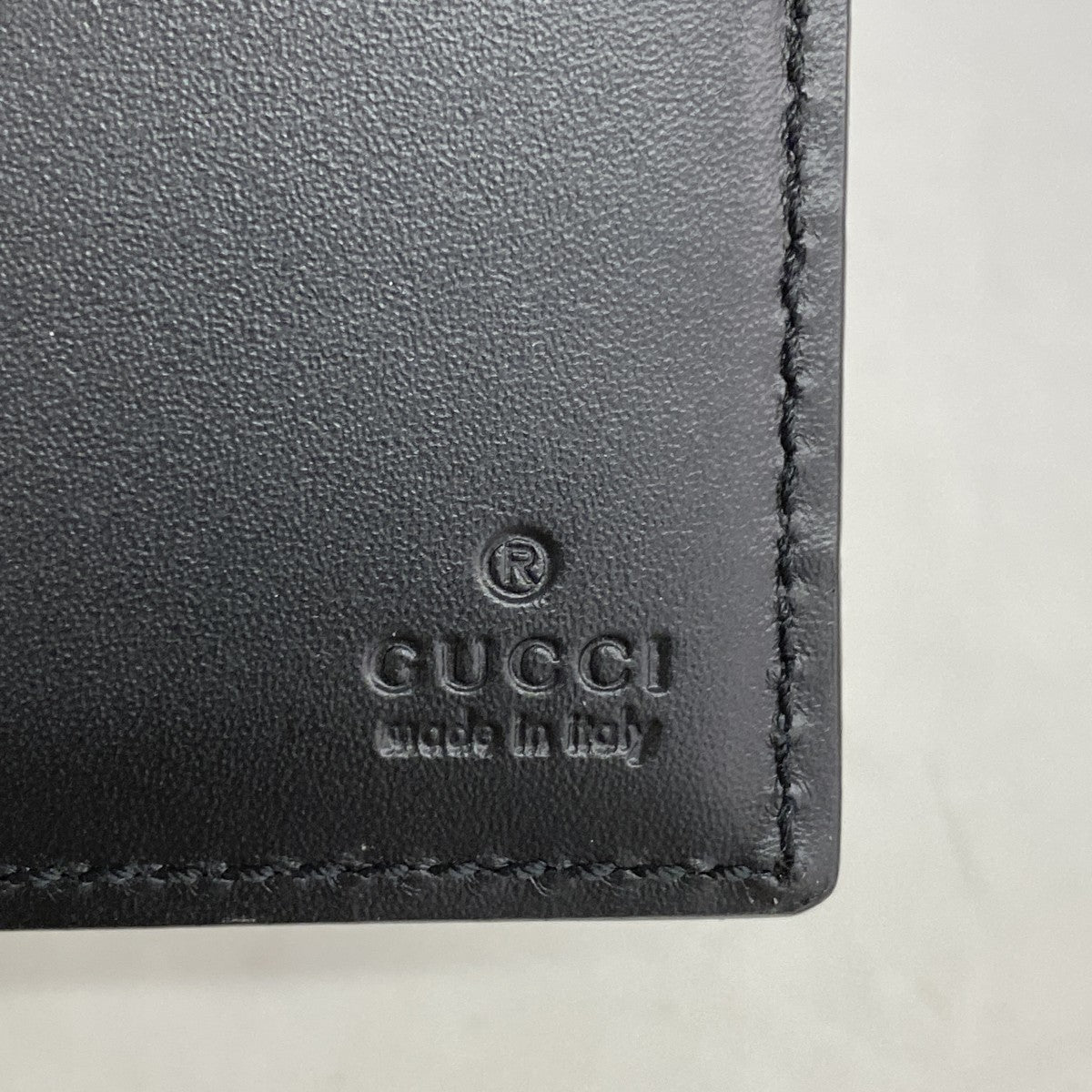 【6gc3382-k】グッチ マネークリップ グッチシマ 170580 レザー ブラック シルバー金具【中古】メンズ