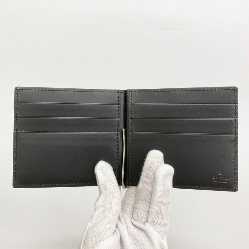 【6gc3382-k】グッチ マネークリップ グッチシマ 170580 レザー ブラック シルバー金具【中古】メンズ