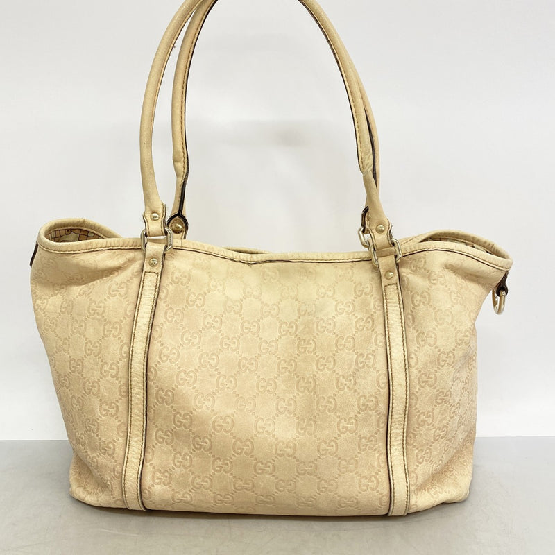 【6gc3383-k】グッチ トートバッグ グッチシマ 197953 レザー ベージュ シャンパンゴールド金具【中古】レディース