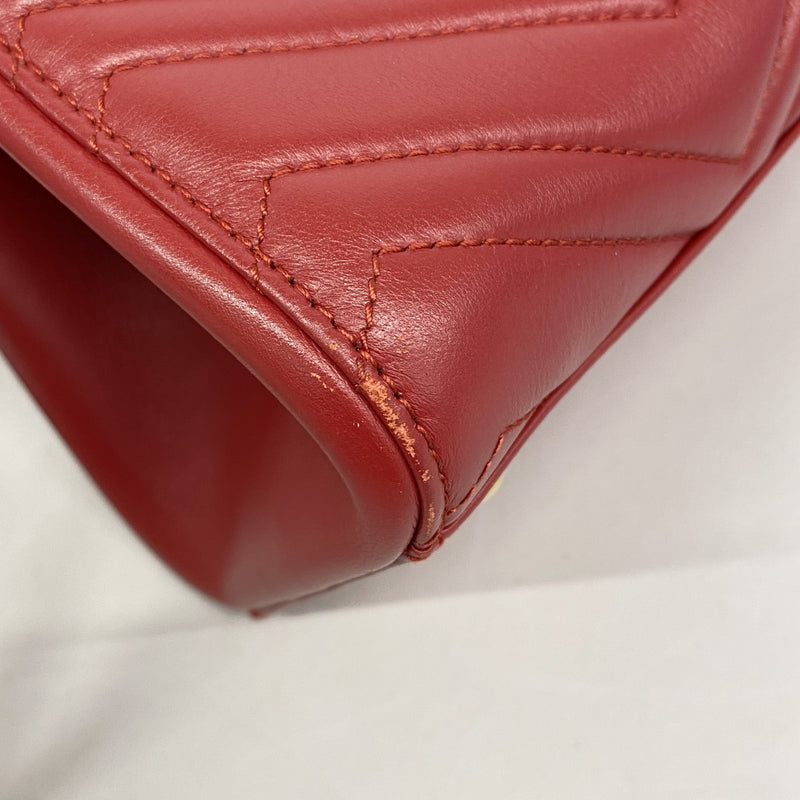 【6gc3385-k】グッチ ハンドバッグ GGマーモント 448054 レザー レッド ゴールド金具 2wayバッグ【中古】レディース