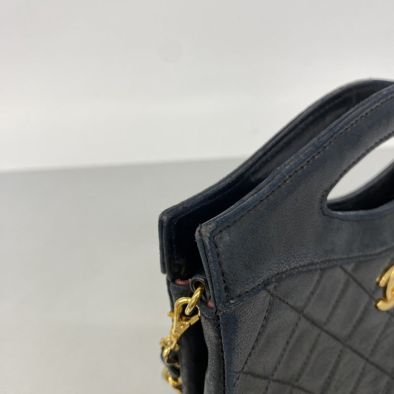 【6gc3388-k】シャネル ハンドバッグ マトラッセ チェーンショルダー ラムスキン ブラック ゴールド金具 2wayバッグ【中古】レディース