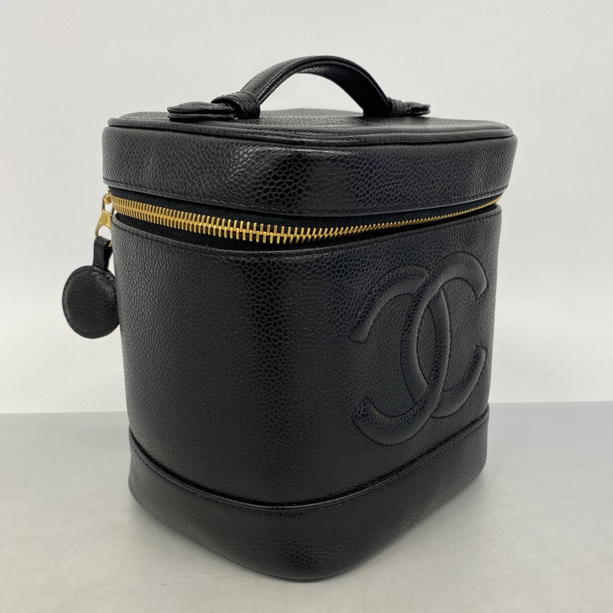 【6gc3390-k】シャネル バニティバッグ キャビアスキン ブラック ゴールド金具【中古】レディース
