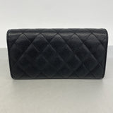 【6gc3391-k】シャネル 長財布 マトラッセ キャビアスキン ブラック ゴールド金具【中古】レディース