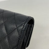 【6gc3391-k】シャネル 長財布 マトラッセ キャビアスキン ブラック ゴールド金具【中古】レディース