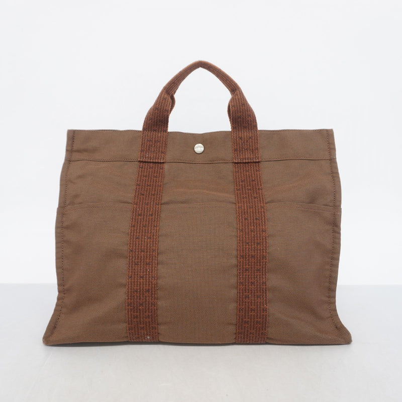 【6gc3405-k】エルメス トートバッグ エールラインMM キャンバス ブラウン シルバー金具【中古】メンズ レディース ユニセックス