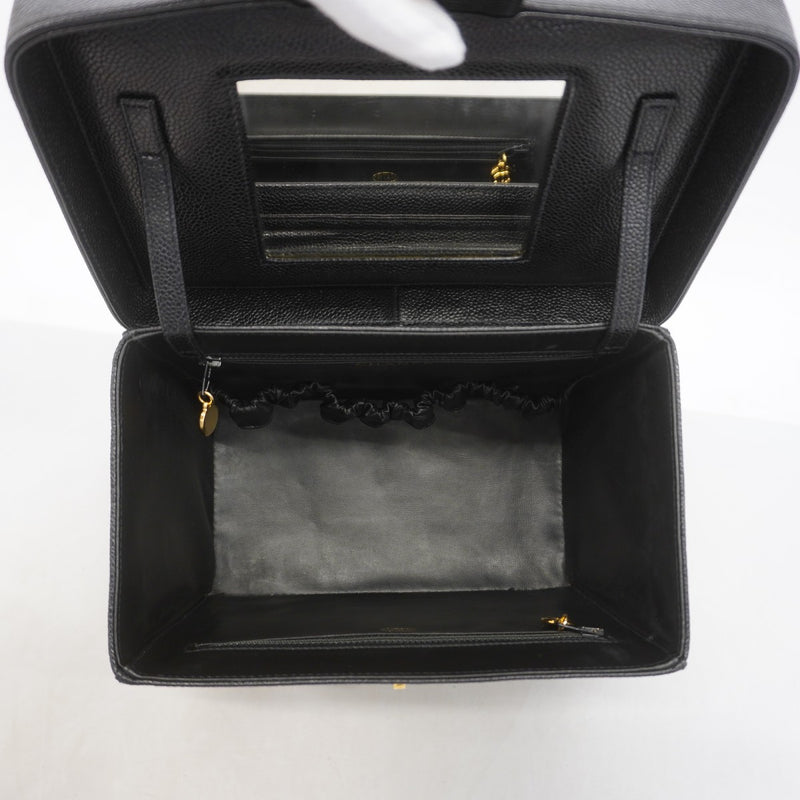 【6gc3406-k】シャネル バニティバッグ チェーンショルダー キャビアスキン ブラック ゴールド金具 2wayバッグ【中古】レディース
