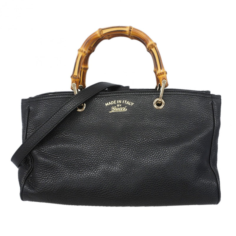 【6gc3429-k】グッチ ハンドバッグ バンブー 323660 レザー ブラック ゴールド金具 2wayバッグ【中古】レディース