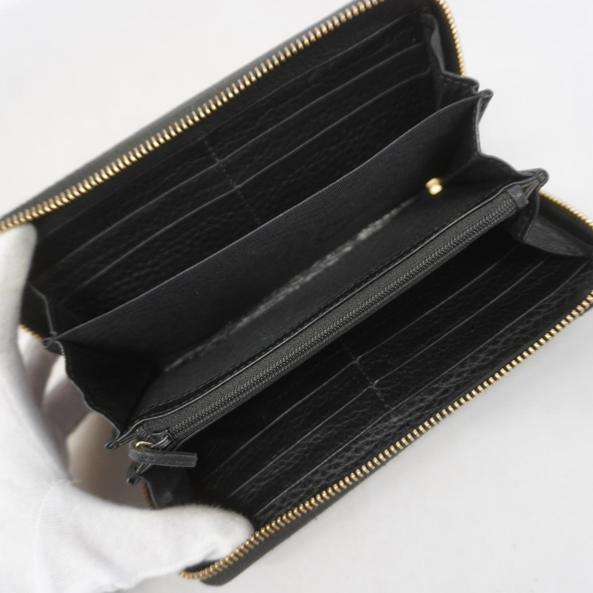 【6gc3434-k】グッチ 長財布 ソーホー 308004 レザー ブラック ゴールド金具【中古】レディース