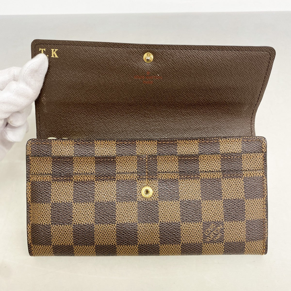 【6gc3484】ルイヴィトン 長財布 ダミエ ポルトフォイユサラ N61734 エベヌ【中古】レディース
