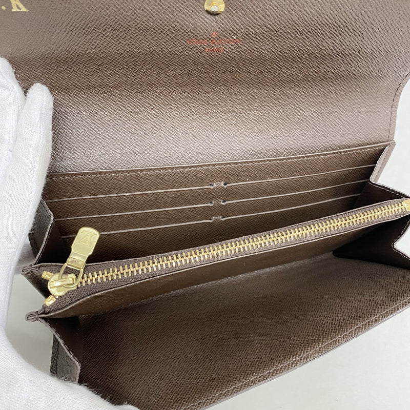 【6gc3484】ルイヴィトン 長財布 ダミエ ポルトフォイユサラ N61734 エベヌ【中古】レディース