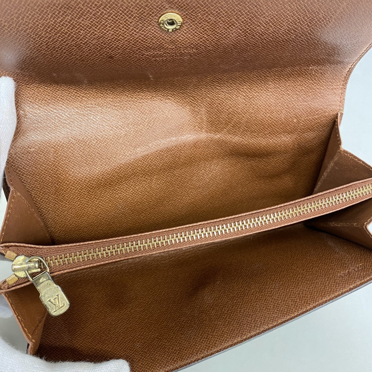 【6gc3492】ルイヴィトン 長財布 モノグラム ポシェットポルトモネクレディ M61723 ブラウン【中古】レディース