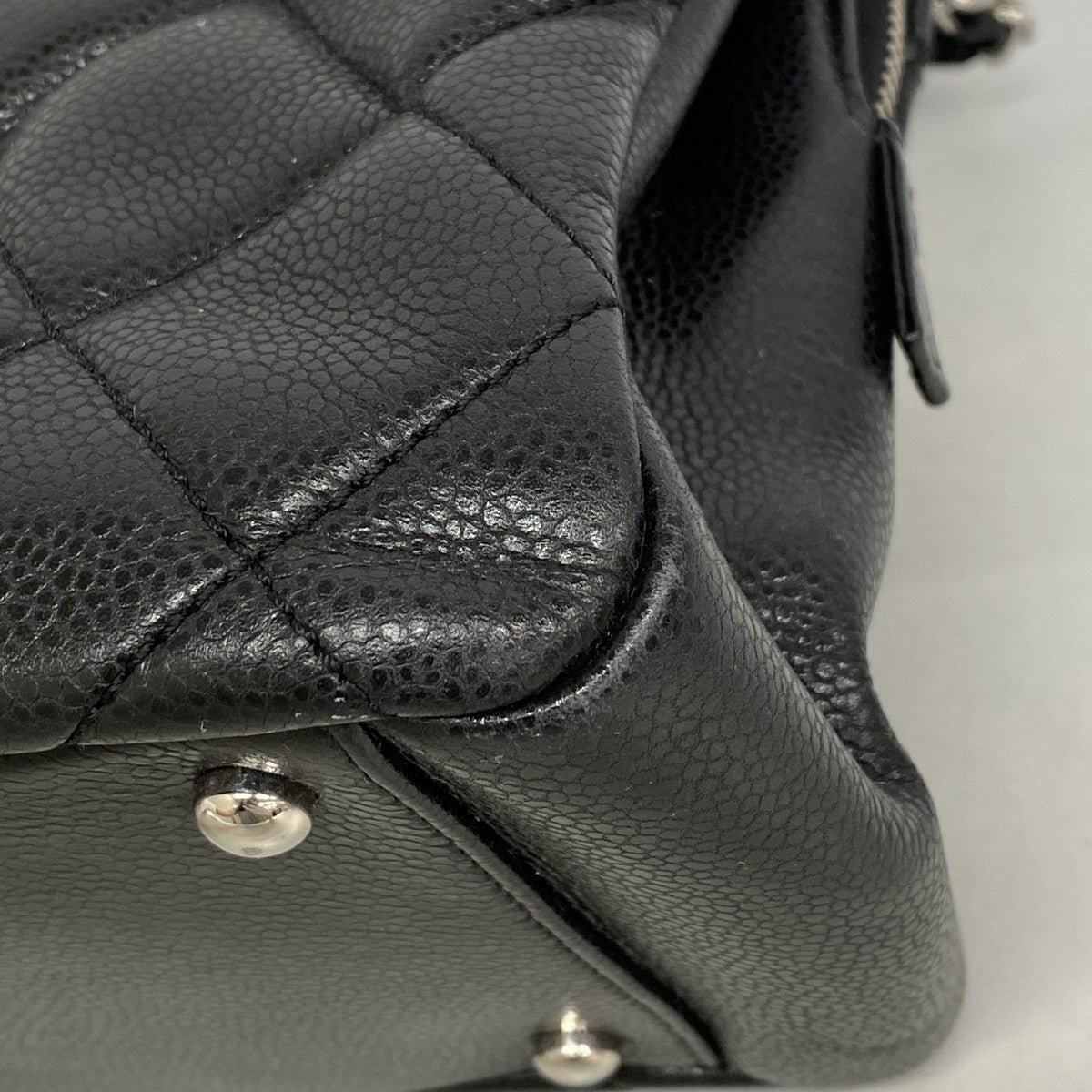 【6gc3513-k】シャネル ショルダーバッグ マトラッセ チェーンショルダー キャビアスキン ブラック シルバー金具【中古】レディース