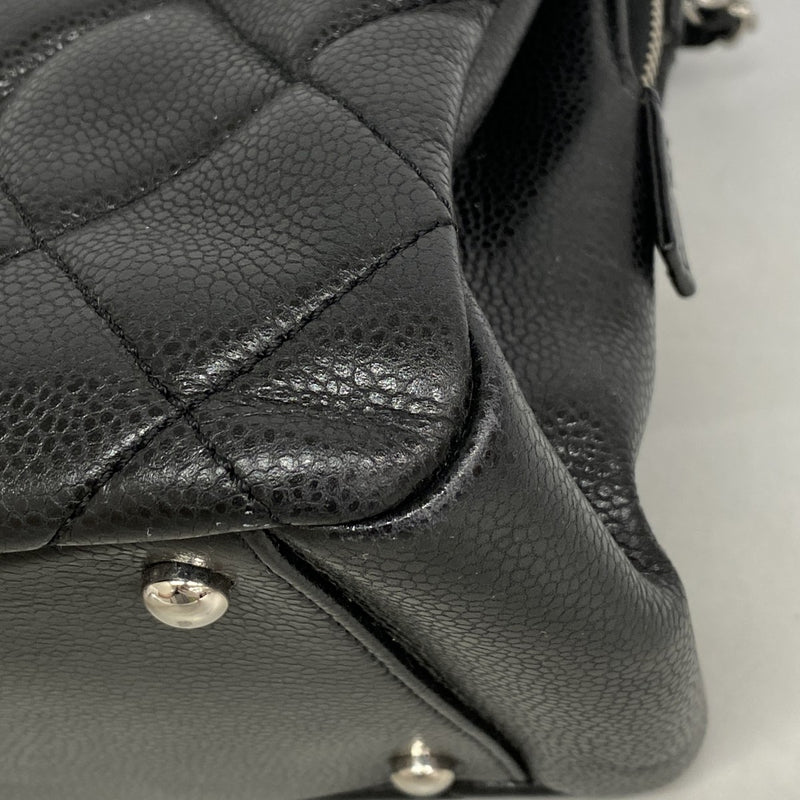 【6gc3513-k】シャネル ショルダーバッグ マトラッセ チェーンショルダー キャビアスキン ブラック シルバー金具【中古】レディース