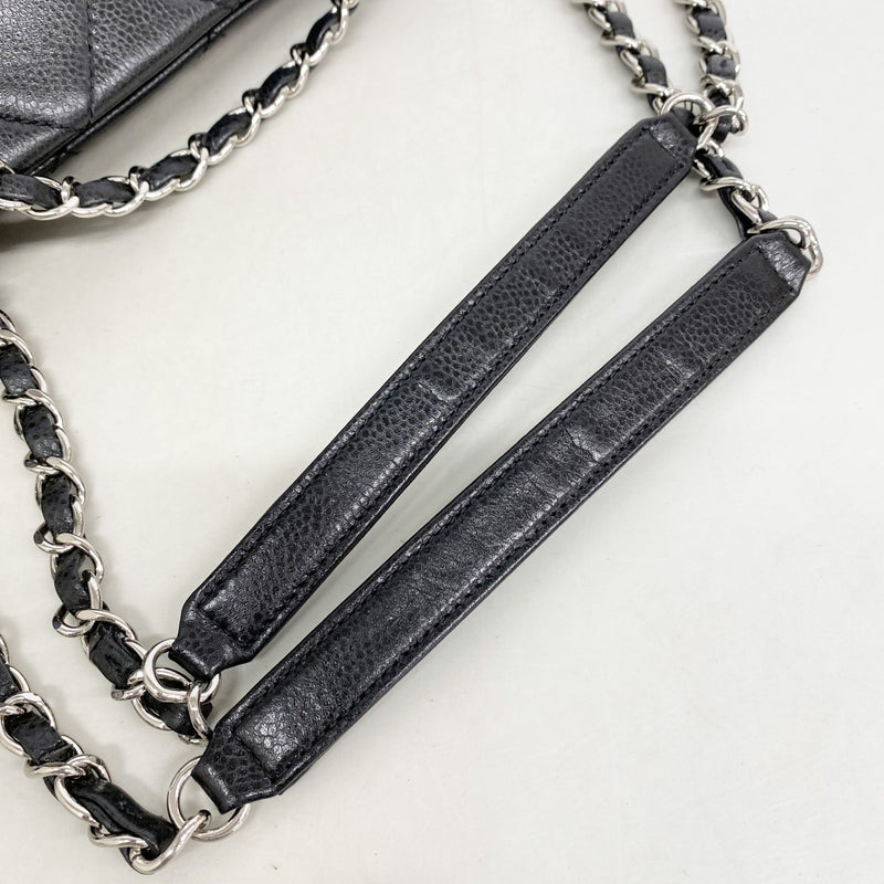 【6gc3513-k】シャネル ショルダーバッグ マトラッセ チェーンショルダー キャビアスキン ブラック シルバー金具【中古】レディース