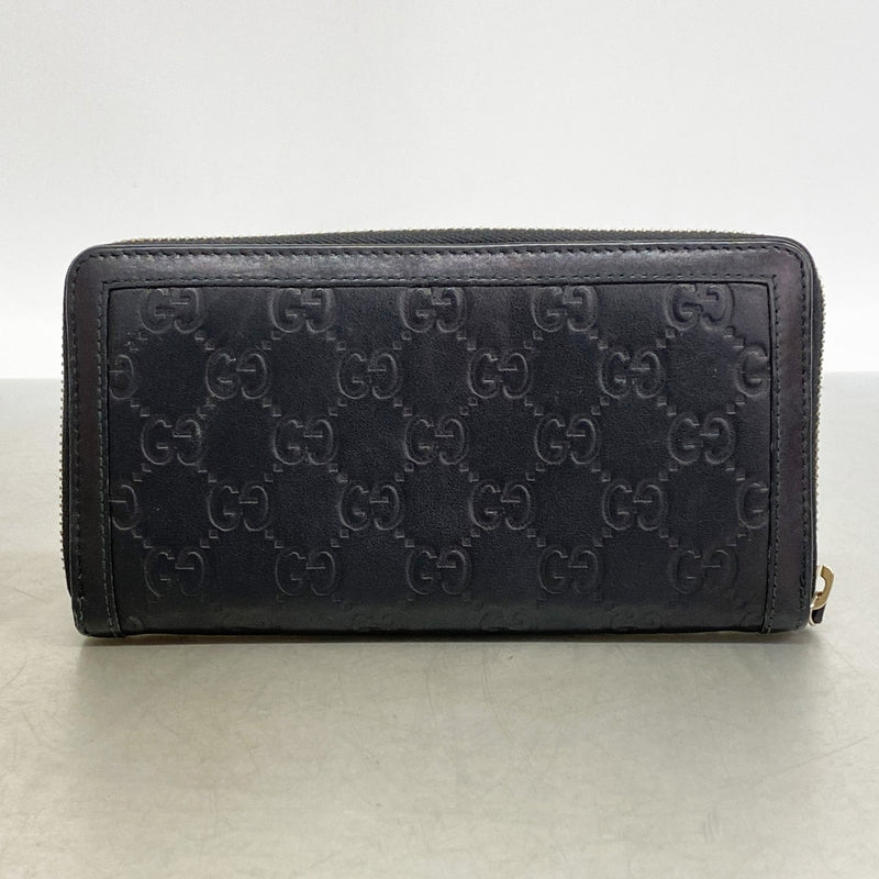 【6gc3517-k】グッチ 長財布 グッチシマ インターロッキングG 291132 レザー ブラック ゴールド金具【中古】レディース