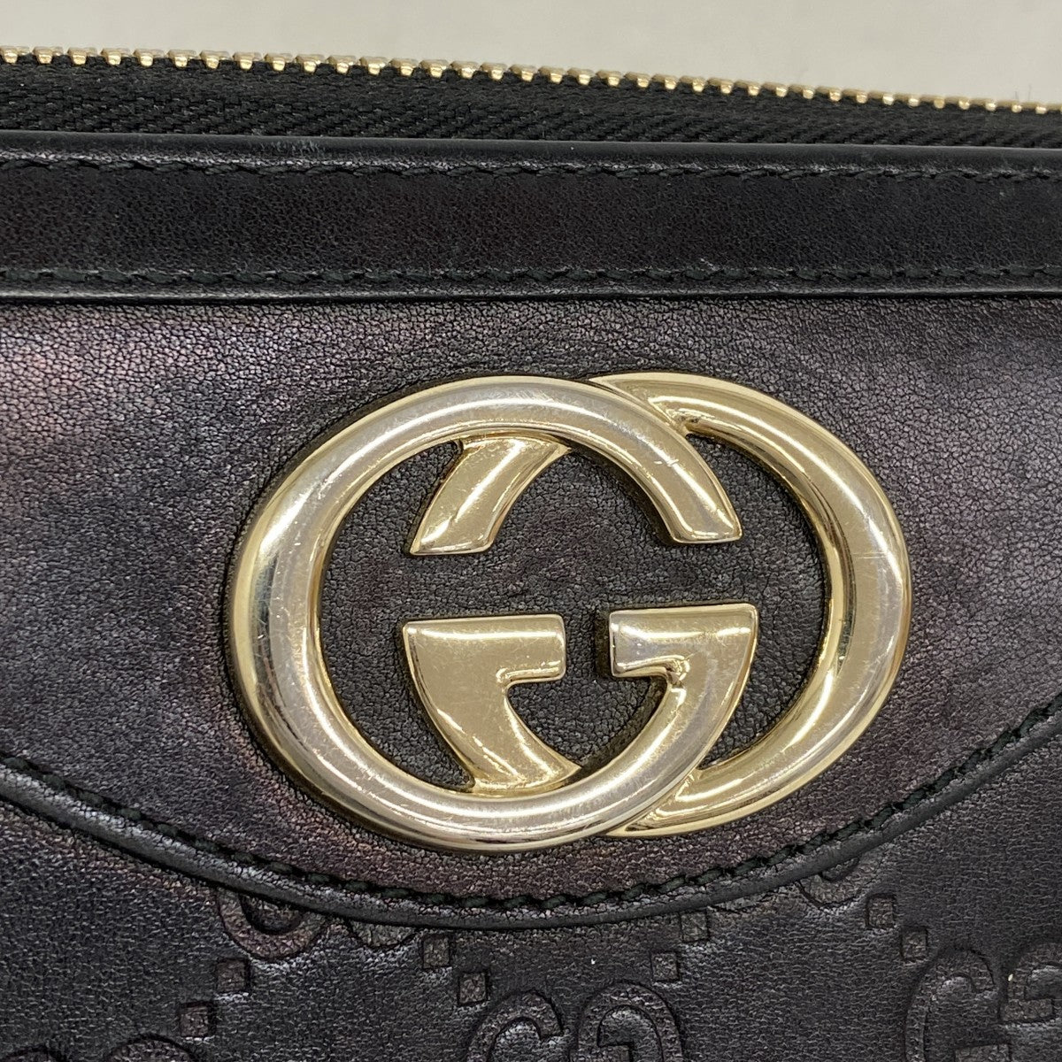 【6gc3517-k】グッチ 長財布 グッチシマ インターロッキングG 291132 レザー ブラック ゴールド金具【中古】レディース
