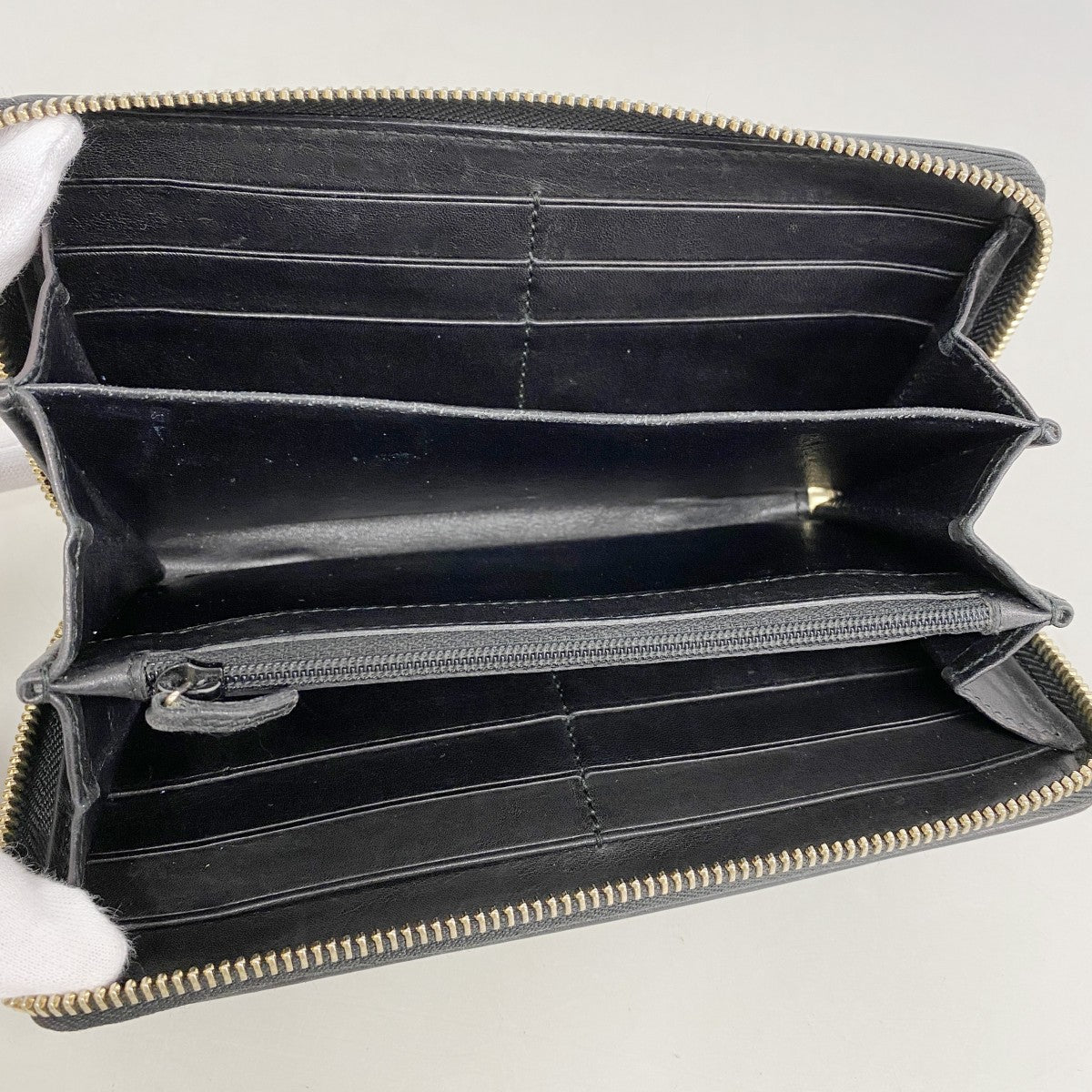 【6gc3517-k】グッチ 長財布 グッチシマ インターロッキングG 291132 レザー ブラック ゴールド金具【中古】レディース
