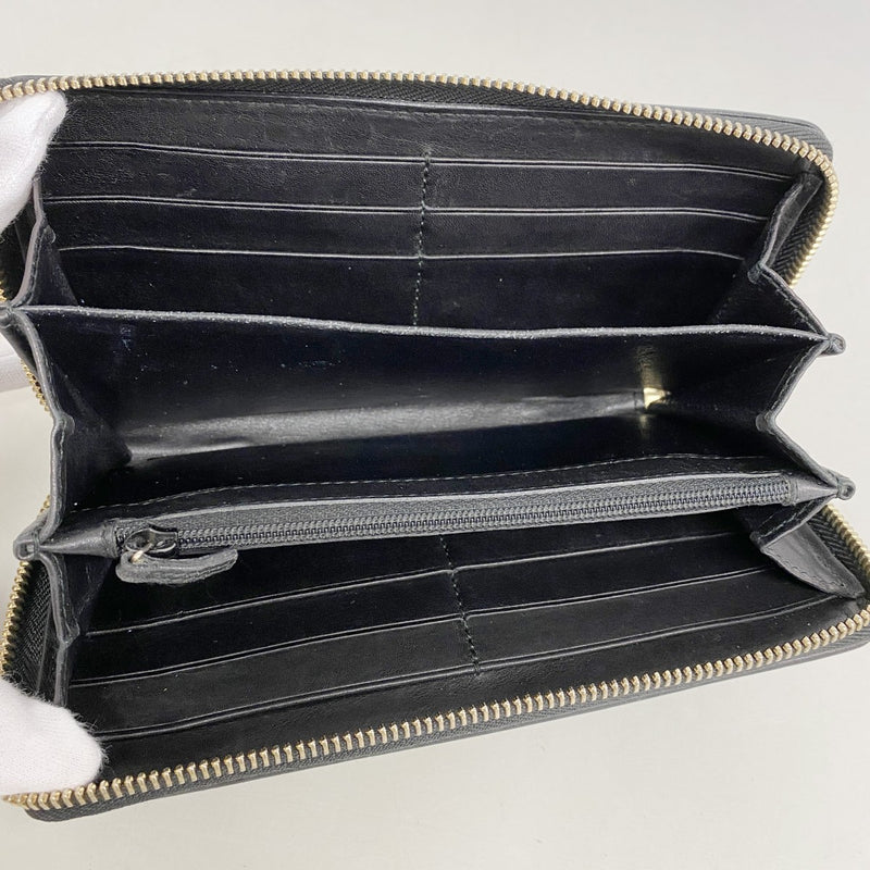 【6gc3517-k】グッチ 長財布 グッチシマ インターロッキングG 291132 レザー ブラック ゴールド金具【中古】レディース