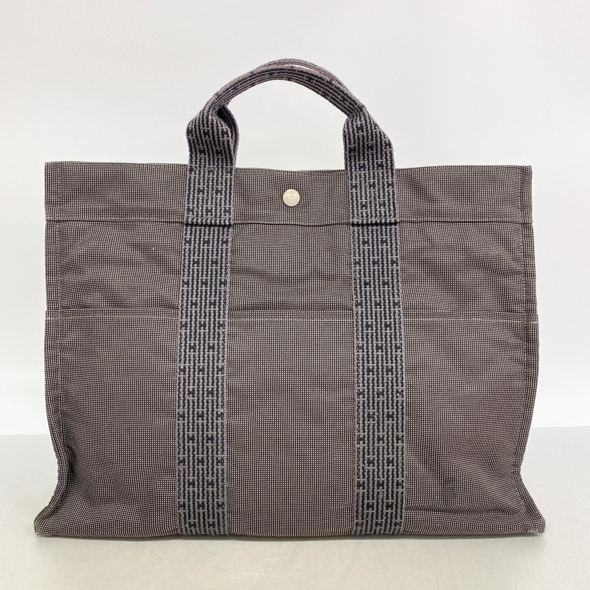 【6gc3560-k】エルメス トートバッグ エールラインMM キャンバス グレー シルバー金具【中古】メンズ レディース ユニセックス