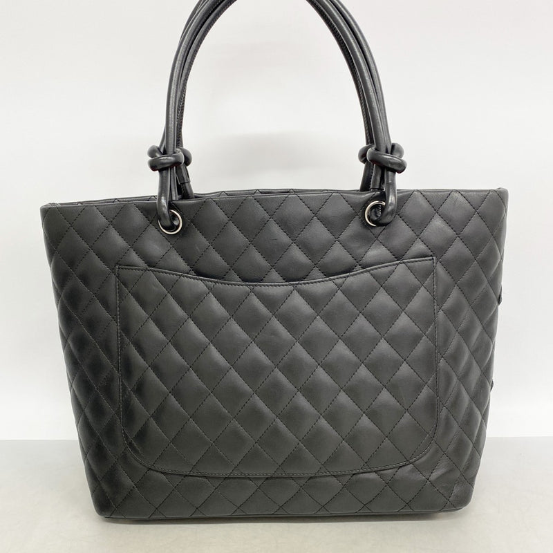 【6gc3562-k】シャネル トートバッグ カンボン ラムスキン ブラック シルバー金具【中古】レディース