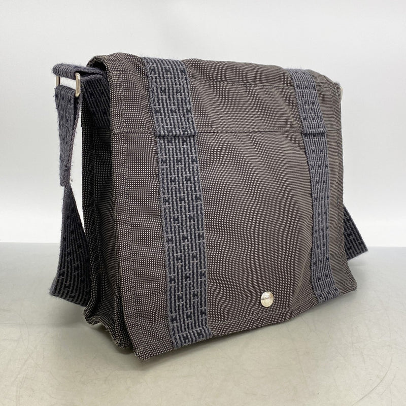 【6gc3573-k】エルメス ショルダーバッグ エールラインバサスPM キャンバス グレー シルバー金具【中古】メンズ レディース ユニセックス