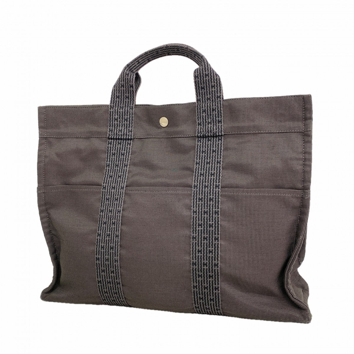 【6gc3574-k】エルメス トートバッグ エールラインMM キャンバス グレー シルバー金具【中古】メンズ レディース ユニセックス