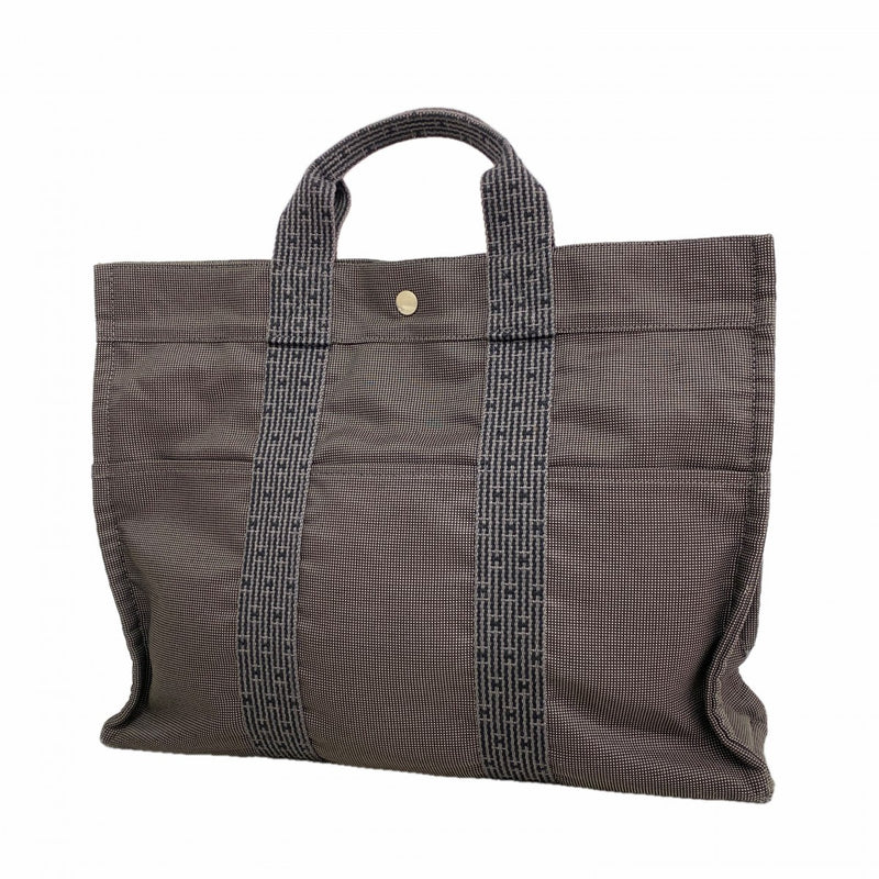 【6gc3574-k】エルメス トートバッグ エールラインMM キャンバス グレー シルバー金具【中古】メンズ レディース ユニセックス