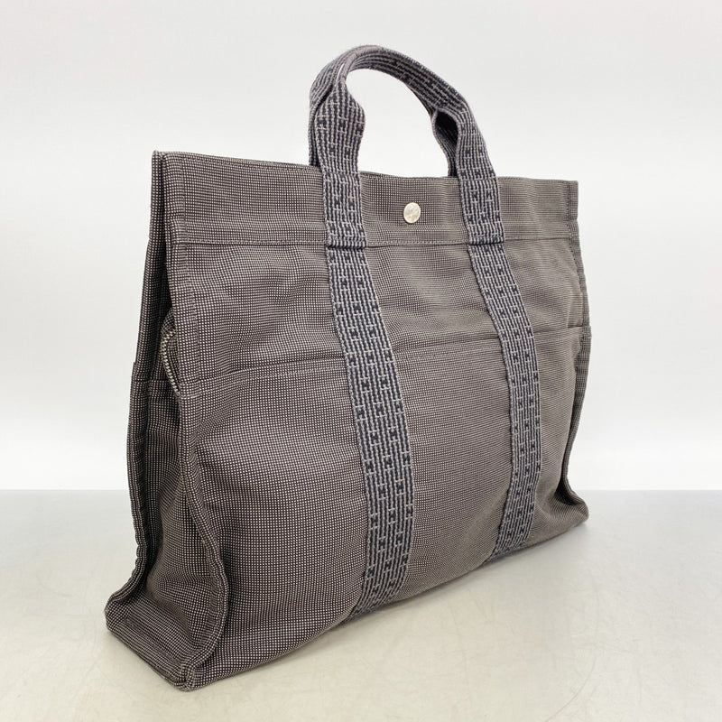 【6gc3574-k】エルメス トートバッグ エールラインMM キャンバス グレー シルバー金具【中古】メンズ レディース ユニセックス