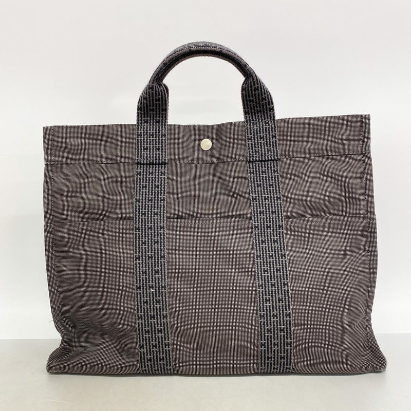 【6gc3574-k】エルメス トートバッグ エールラインMM キャンバス グレー シルバー金具【中古】メンズ レディース ユニセックス
