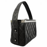 【6gc3604-k】シャネル ハンドバッグ マトラッセ ラムスキン ブラック シルバー金具【中古】レディース