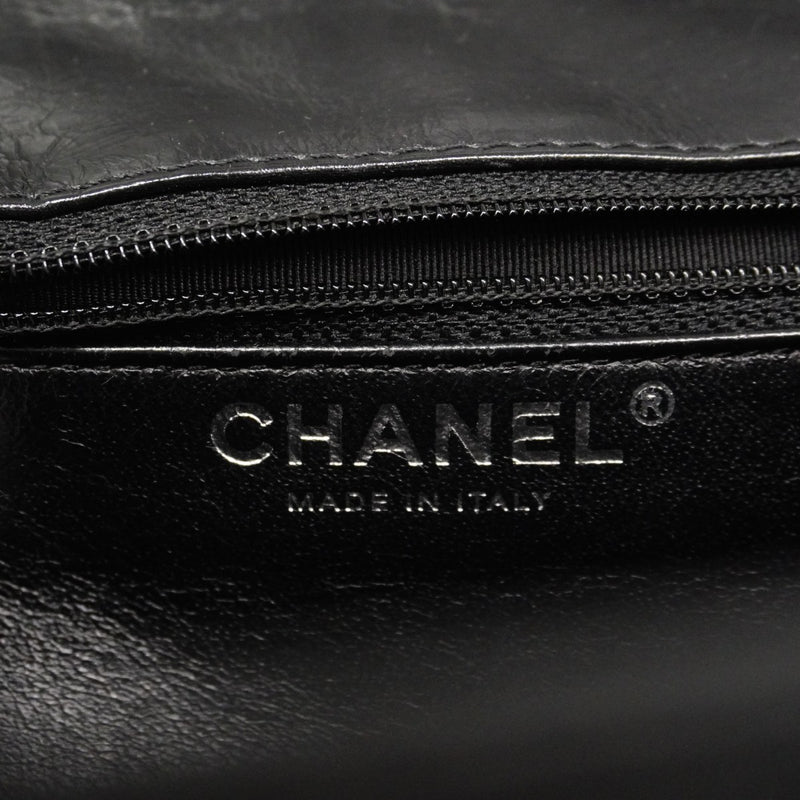 【6gc3610】シャネル ショルダーバッグ 2.55 Wチェーン カーフスキン ブラック シルバー金具【中古】レディース
