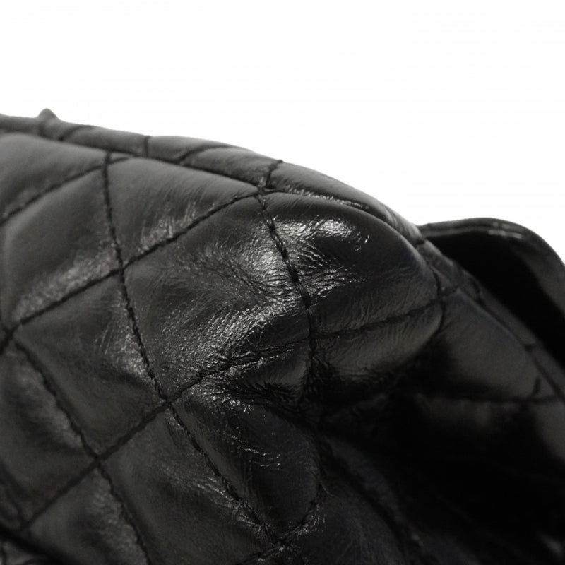 【6gc3610】シャネル ショルダーバッグ 2.55 Wチェーン カーフスキン ブラック シルバー金具【中古】レディース