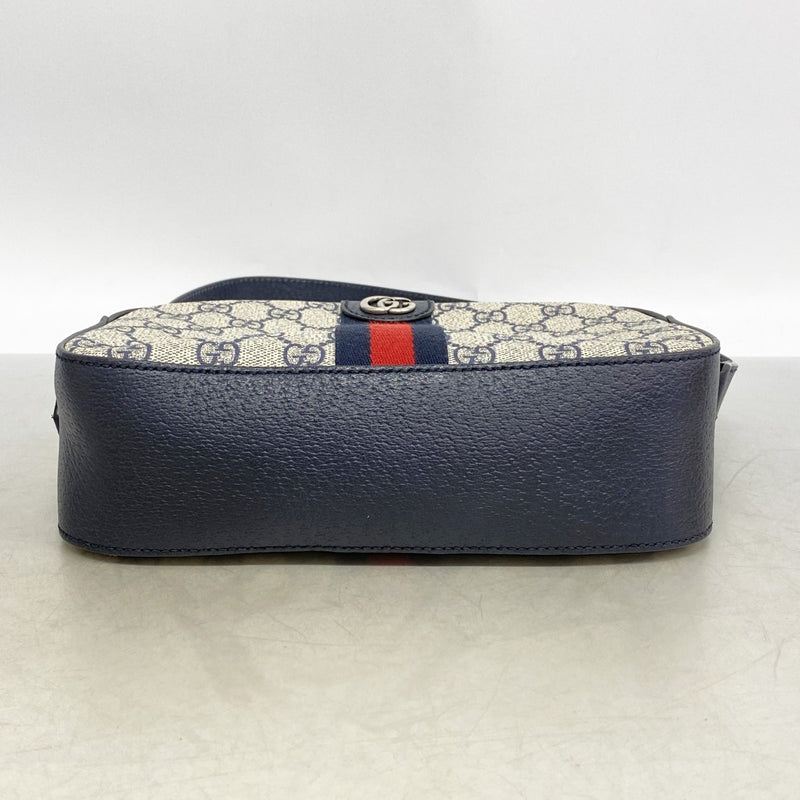 【6gc3611-k】グッチ ショルダーバッグ オフィディア 681064 PVC レザー ネイビー シルバー金具【中古】レディース