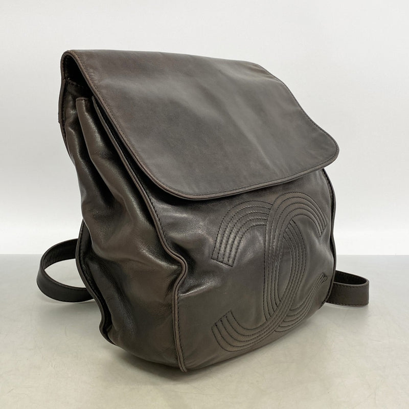 【6gc3615-k】シャネル リュック・デイパック ラムスキン ブラック シルバー金具【中古】レディース