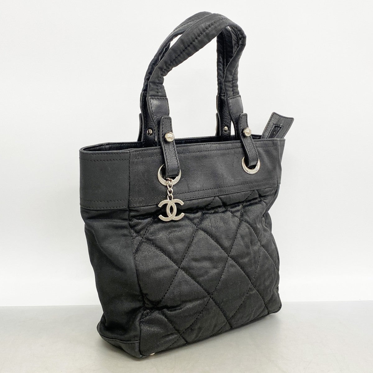 【6gc3616-k】シャネル トートバッグ パリビアリッツ キャンバス ブラック シルバー金具【中古】レディース
