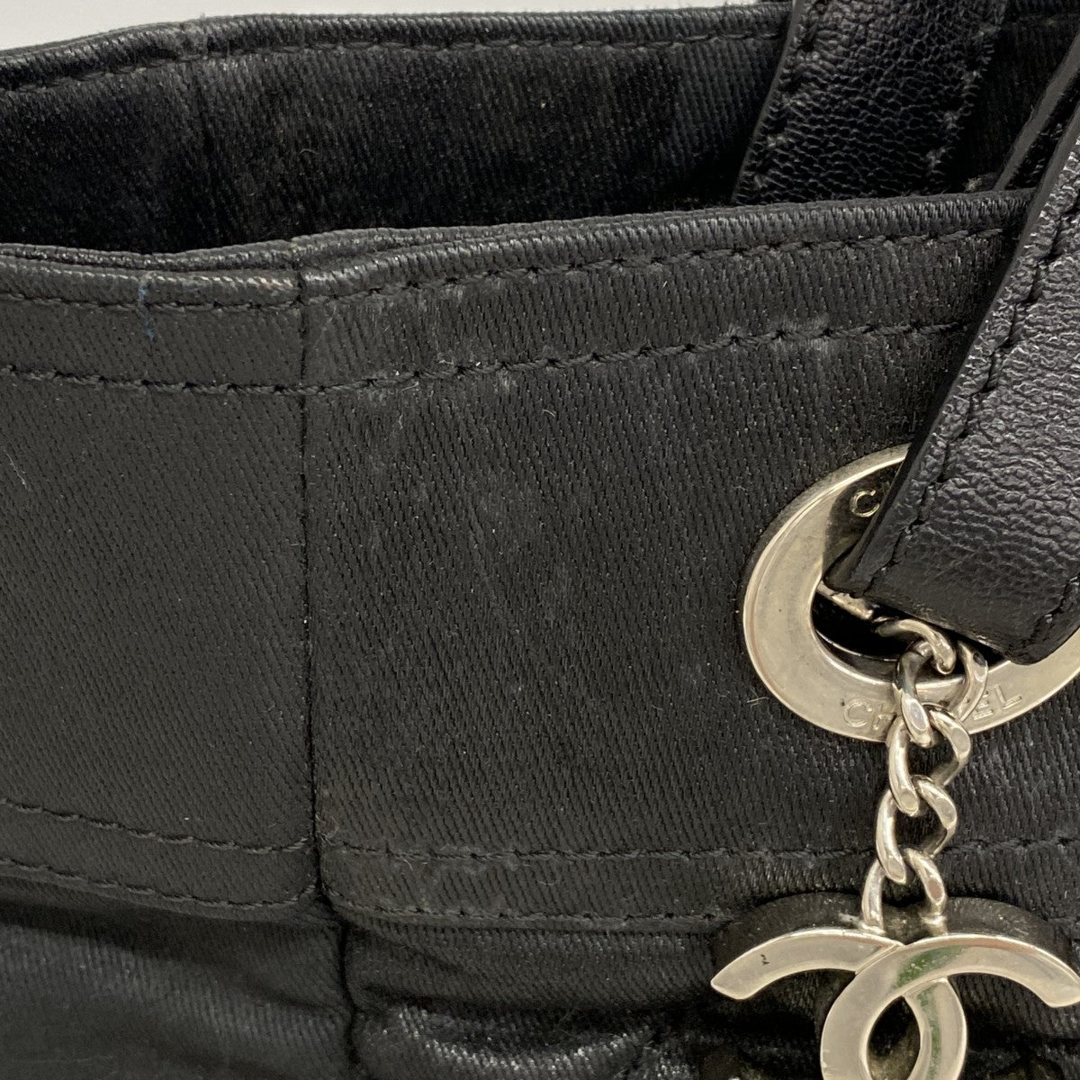 【6gc3616-k】シャネル トートバッグ パリビアリッツ キャンバス ブラック シルバー金具【中古】レディース