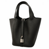 【6gc3631】エルメス ハンドバッグ ピコタンロックPM トリヨンクレマンス ブラック シルバー金具 K刻印【中古】レディース
