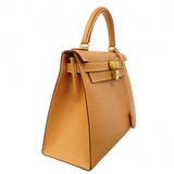 【6gc3632】エルメス ハンドバッグ ケリー28 クシュベル ナチュラルサブレ ゴールド金具 □C刻印 2wayバッグ【中古】レディース