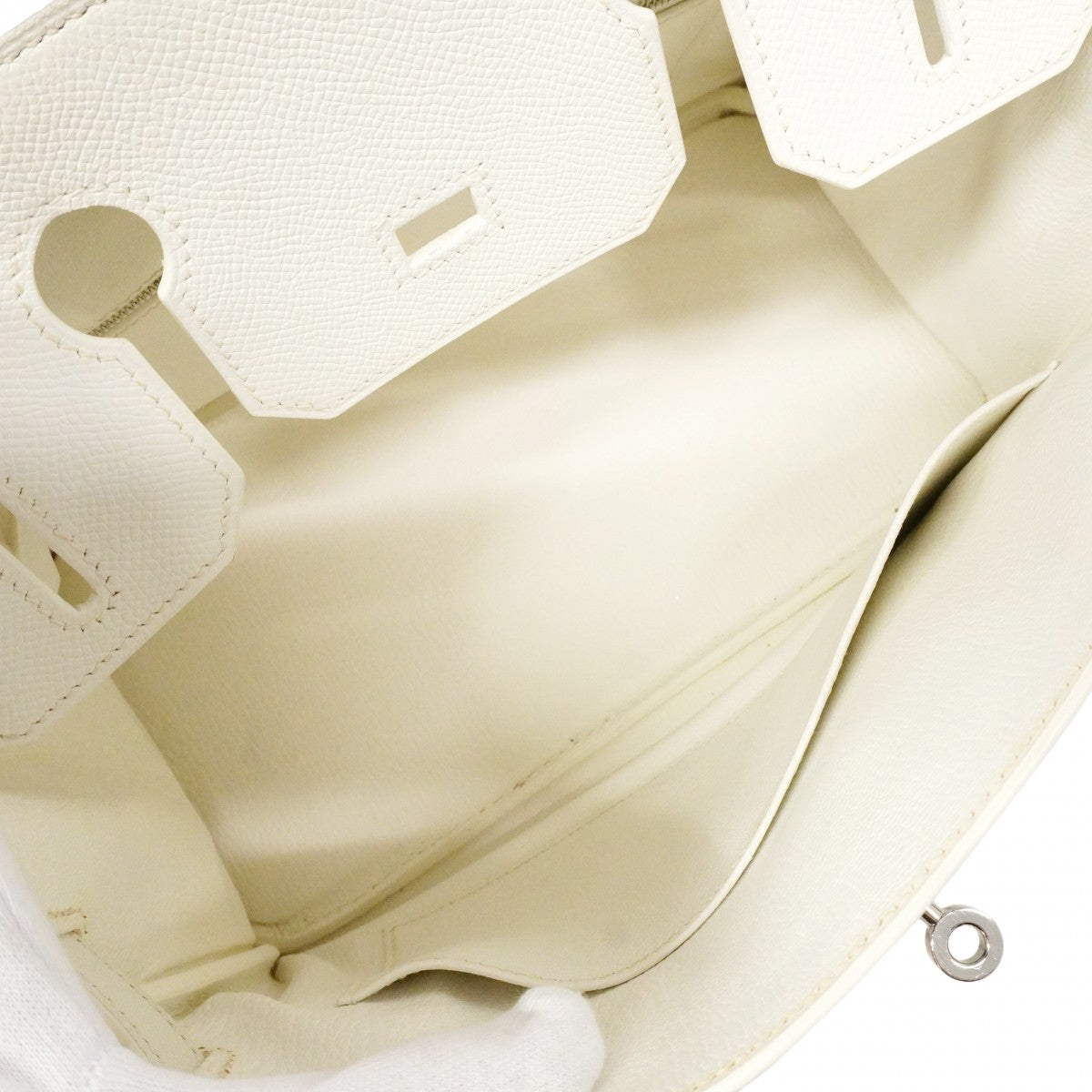 【6gc3645】エルメス ハンドバッグ バーキン30 ヴォーエプソン ホワイト シルバー金具 □L刻印【中古】レディース