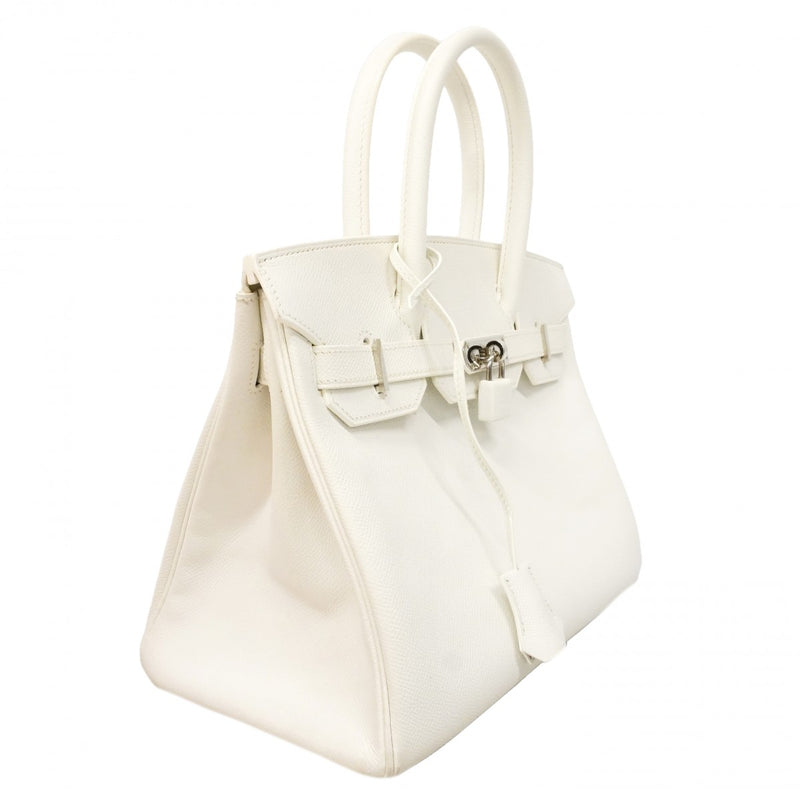 【6gc3645】エルメス ハンドバッグ バーキン30 ヴォーエプソン ホワイト シルバー金具 □L刻印【中古】レディース