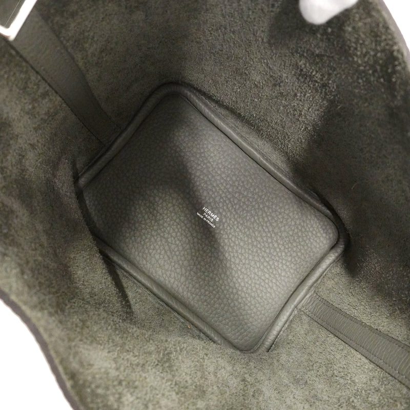 【6gc3646】エルメス ハンドバッグ ピコタンロックPM トリヨンクレマンス グリメイヤー シルバー金具 K刻印【中古】レディース