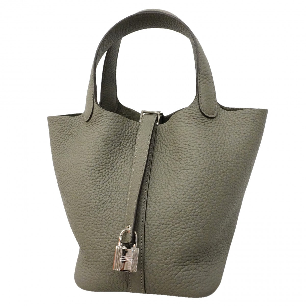 【6gc3646】エルメス ハンドバッグ ピコタンロックPM トリヨンクレマンス グリメイヤー シルバー金具 K刻印【中古】レディース
