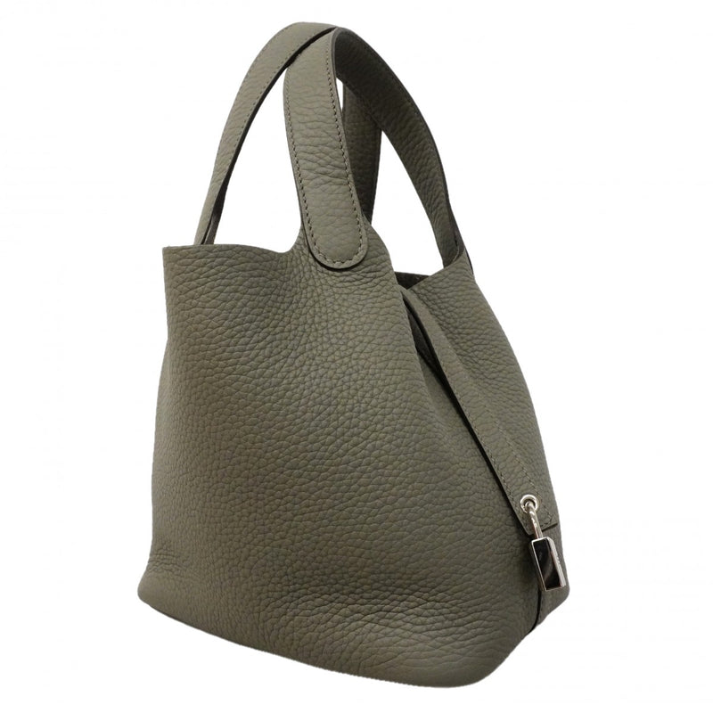 【6gc3646】エルメス ハンドバッグ ピコタンロックPM トリヨンクレマンス グリメイヤー シルバー金具 K刻印【中古】レディース