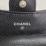 【6gc3653-k】シャネル カードケース マトラッセ キャビアスキン ブラック シルバー金具【中古】レディース