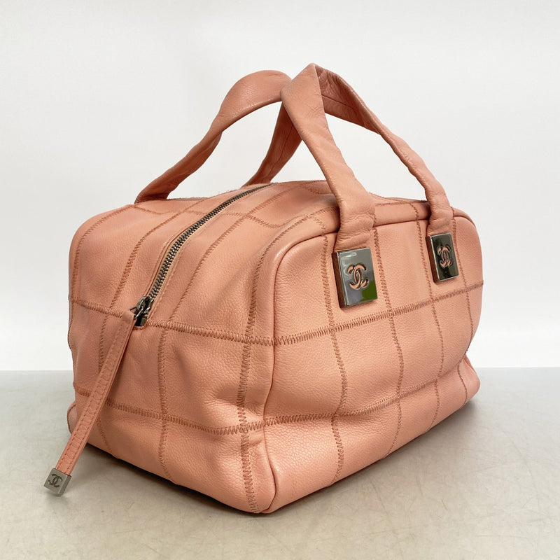 【6gc3654-k】シャネル ハンドバッグ チョコバー キャビアスキン ピンク シルバー金具【中古】レディース
