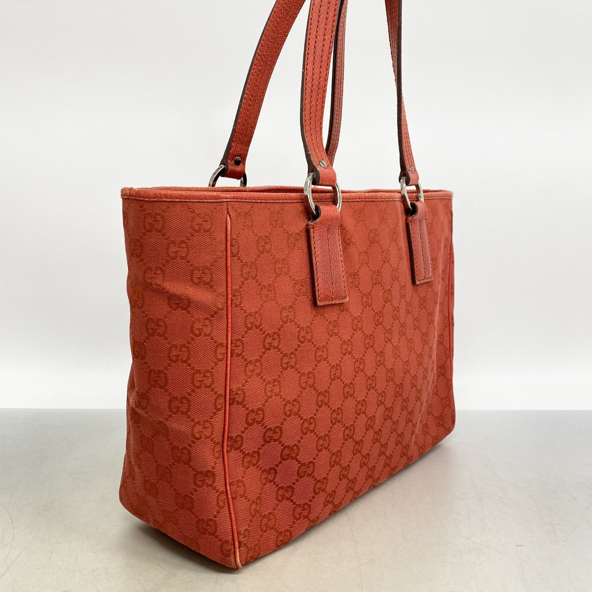【6gc3656-k】グッチ トートバッグ GGキャンバス 113017 キャンバス レッド シルバー金具【中古】レディース