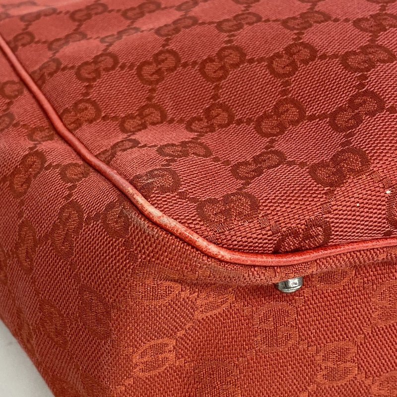 【6gc3656-k】グッチ トートバッグ GGキャンバス 113017 キャンバス レッド シルバー金具【中古】レディース
